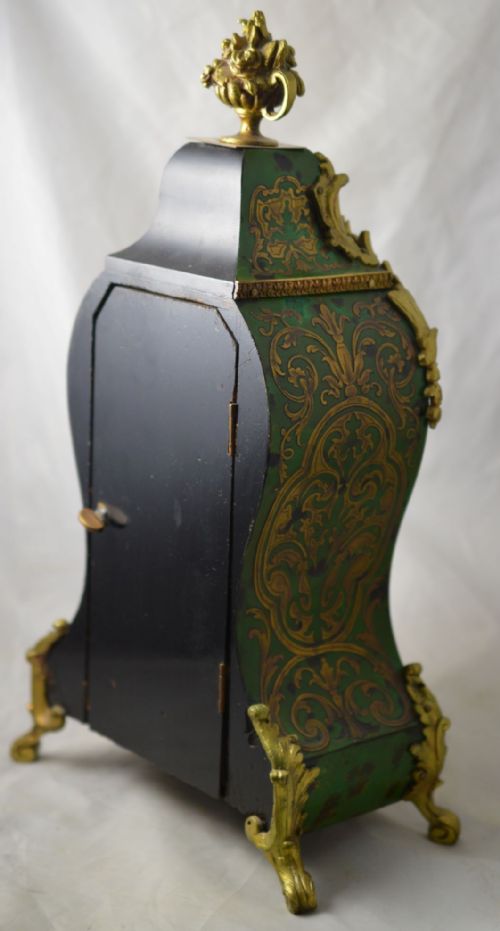 fig 1. Green Boulle Mantel Clock, R Fage, Paris