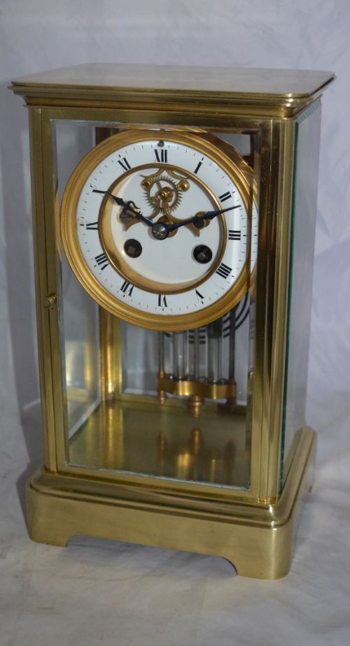 Four Glass Mantel Clock Visible Escapement