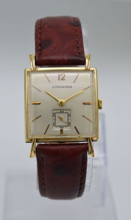 1946 Longines 14k Gold 'Tank' Wristwatch with Box