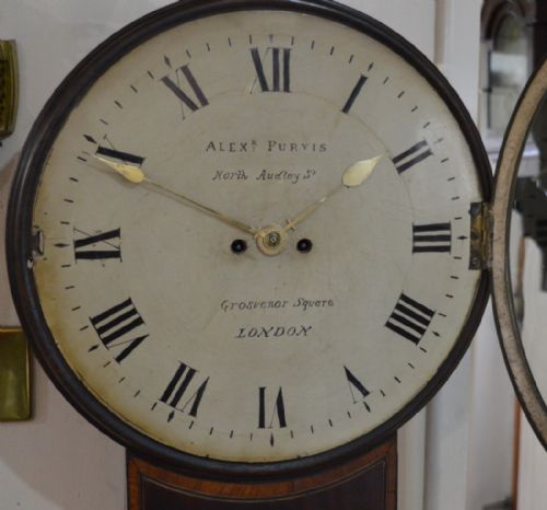 fig 2. Alex Purvis North Audley Street London Wooden Dial Twin Fusee Wall Clock