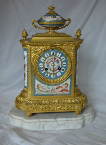 Delletrez Porcelain Ormolu Mantel Clock