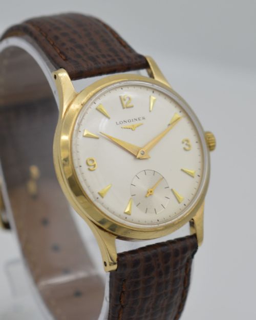 fig 1. 1964 Longines 9K Gold Wristwatch with Box