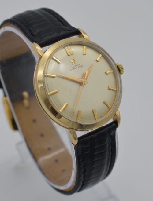 fig 1. 1955 Omega Automatic 9K Gold Wristwatch