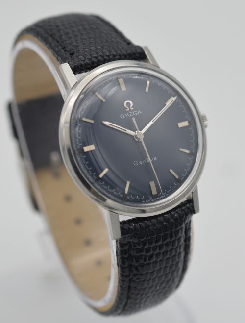fig 1. 1969 Omega Geneve Blue Dial Wristwatch