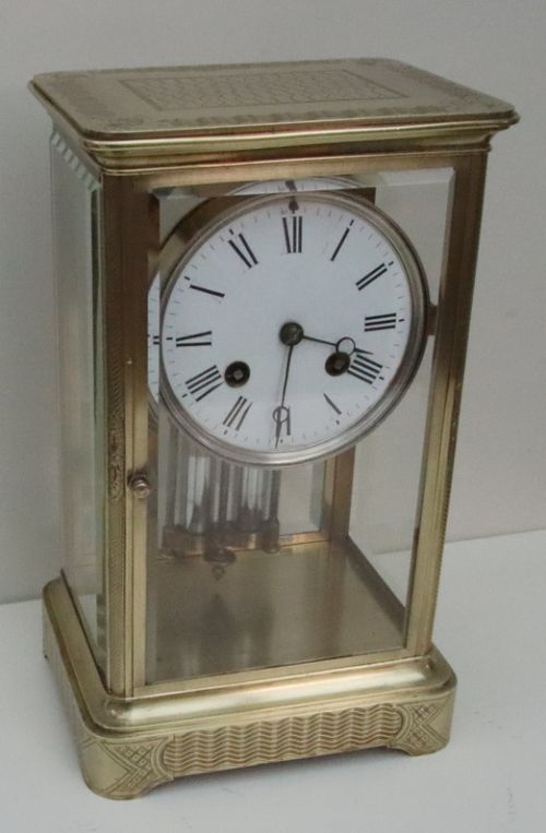fig 1. An Engraved 4 Glass Mantel Clock