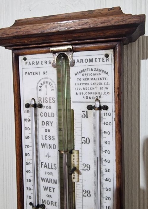 A FARMERS NEGRETTI ZAMBRA STICK BAROMETER - ADDITIONAL PHOTO 2