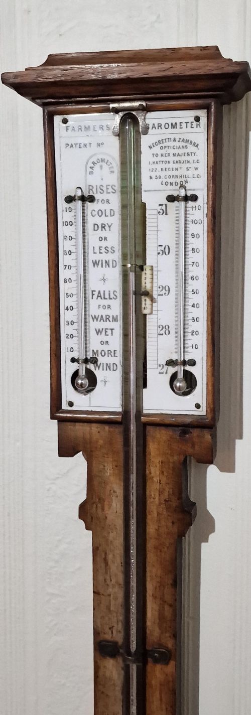 A FARMERS NEGRETTI ZAMBRA STICK BAROMETER - ADDITIONAL PHOTO 3