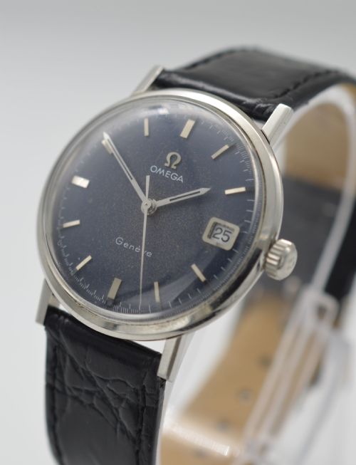 fig 1. 1969 Omega Geneve Blue Dial Wristwatch