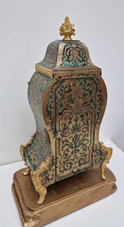 fig 1. A Green Boulle Inlaid Mantel Clock