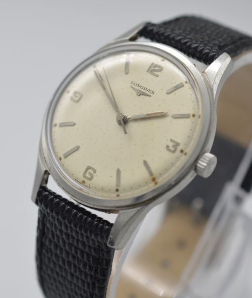 fig 1. 1958 Longines Stainless Steel Wristwatch