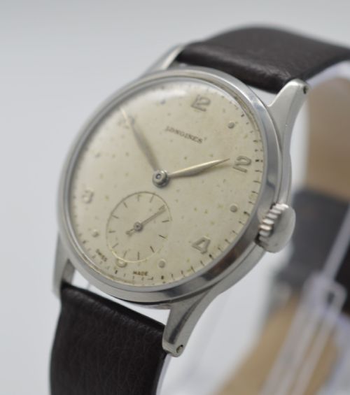 fig 1. 1951 Longines Stainless 'Denisteel' Wristwatch