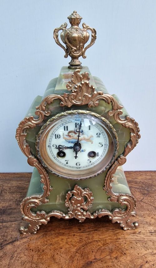 A French Onyx Mantel Clock