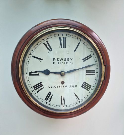A 10" Dial Fusee Wall Dial Clock by Pewsey of London