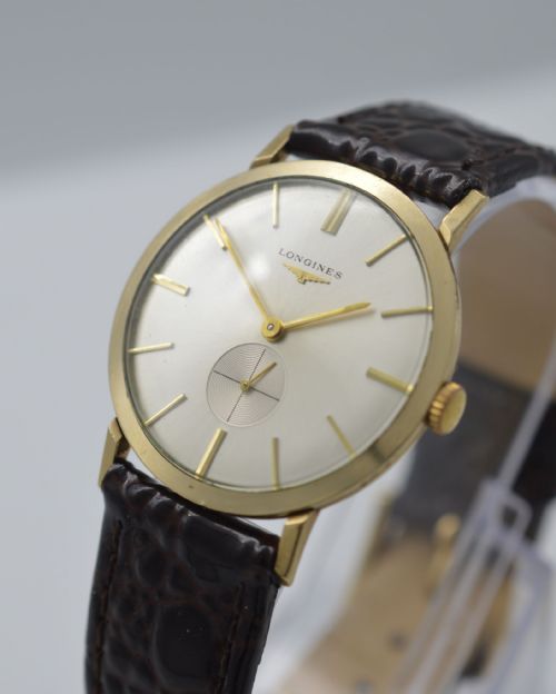 fig 1. 1965 Longines 9K Gold Wristwatch with Box