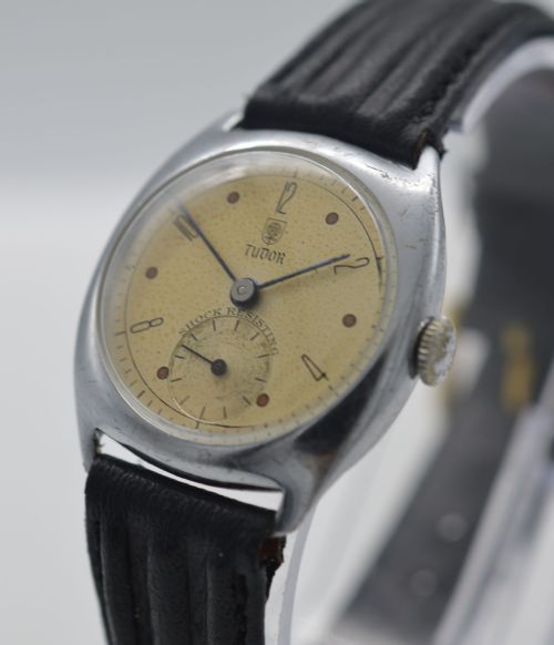fig 1. 1940s Tudor 'Cushion Case' Wristwatch