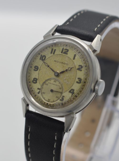 fig 1. 1940s Movado 'Claw' Cased Wristwatch