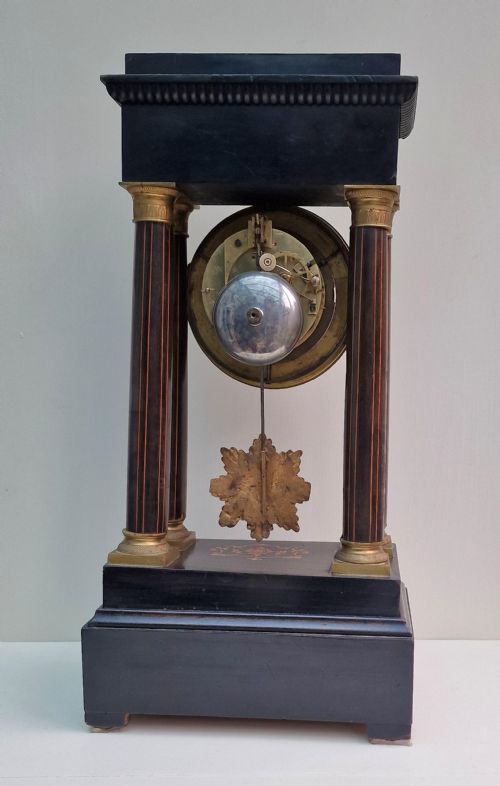 fig 1. A Portico Marquetry Inlaid Mantel Clock
