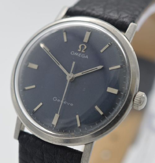 fig 1. 1968 Omega Geneve Blue Dial Wristwatch