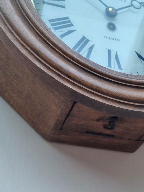 fig 1. A French Golden Oak Wall Dial Clock