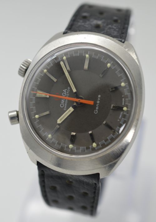 fig 1. 1967 Omega Chronostop Drivers Version - Full Set with Strap