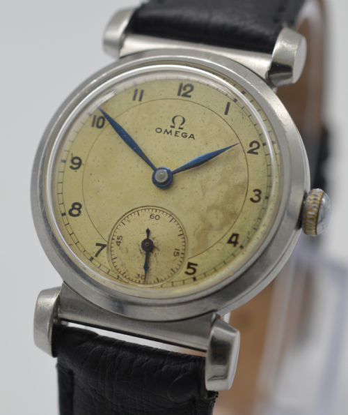 fig 1. 1937 Omega 'Scarab' Cased, Fancy Lugs Wristwatch