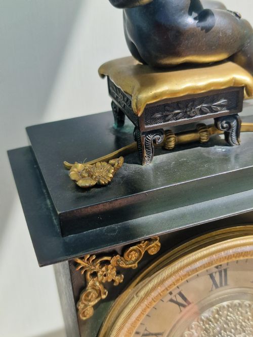fig 1. A Bronze & Gilt Mantel Clock