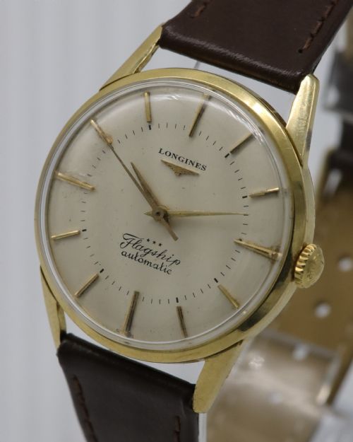 fig 1. 1959 Longines Flagship 'Big Ship' 18K Gold Wristwatch