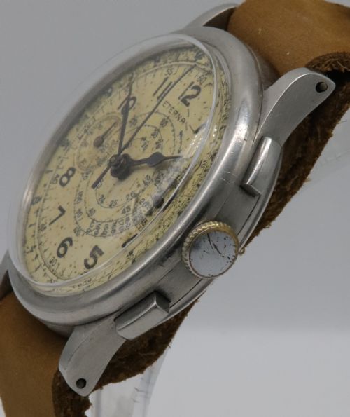 fig 2. 1930s Eterna 'Snail Scale' Jumbo Chronograph