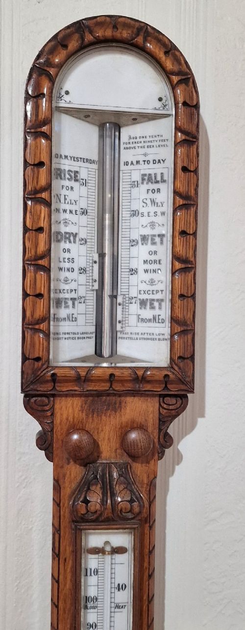 A SEA COAST VICTORIAN STICK BAROMETER - ADDITIONAL PHOTO 6