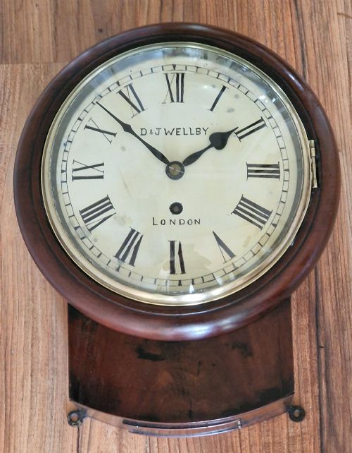a small 8 dial fusee wall clock dj wellby london - CATEGORY: ANTIQUE CLOCKS - DATED 19TH CENTURY