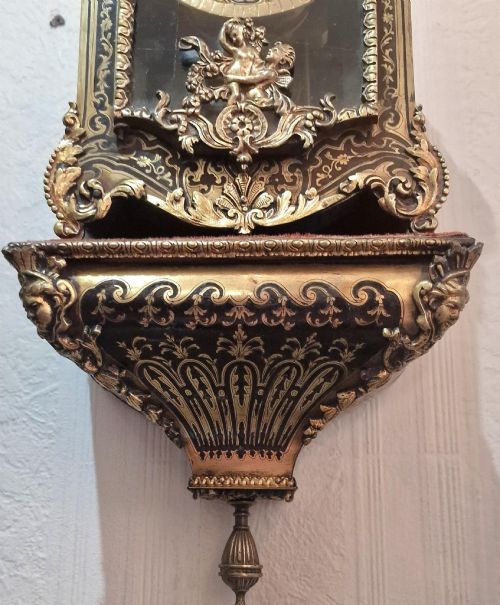 A FRENCH BOULLE TORTOISE SHELL MANTEL CLOCK WALL BRACKET - ADDITIONAL PHOTO 1