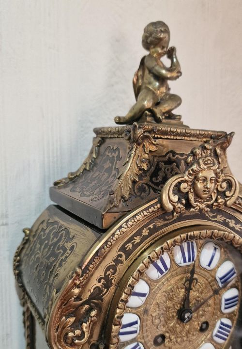 A FRENCH BOULLE TORTOISE SHELL MANTEL CLOCK WALL BRACKET - ADDITIONAL PHOTO 2