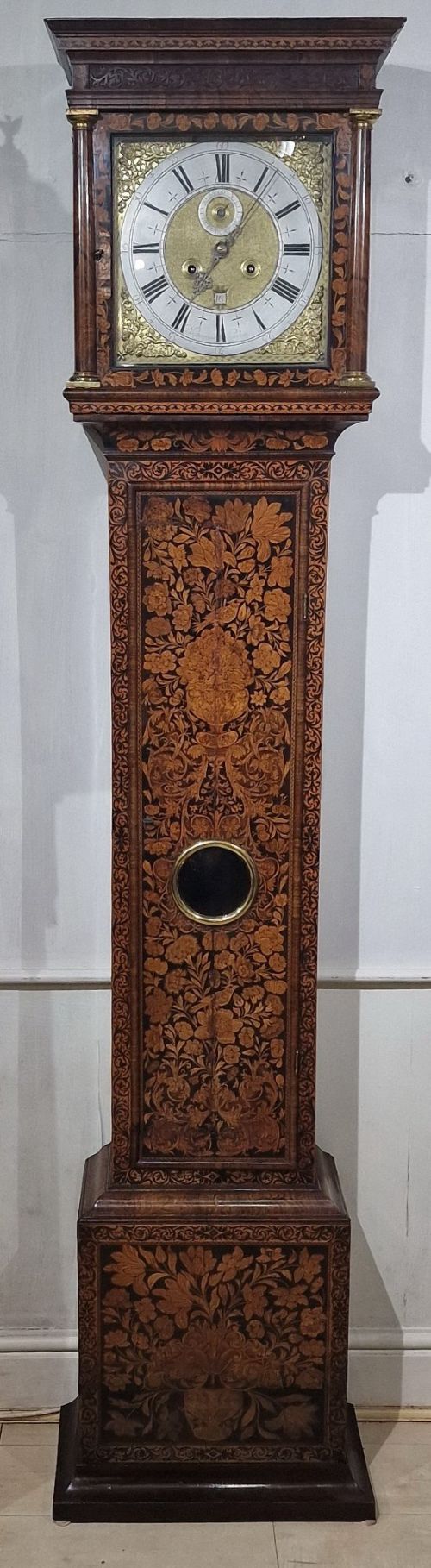 DAVID LESTOURGEON LONDON MONTH DURATION MARQUETRY LONGCASE GRANDFATHER CLOCK