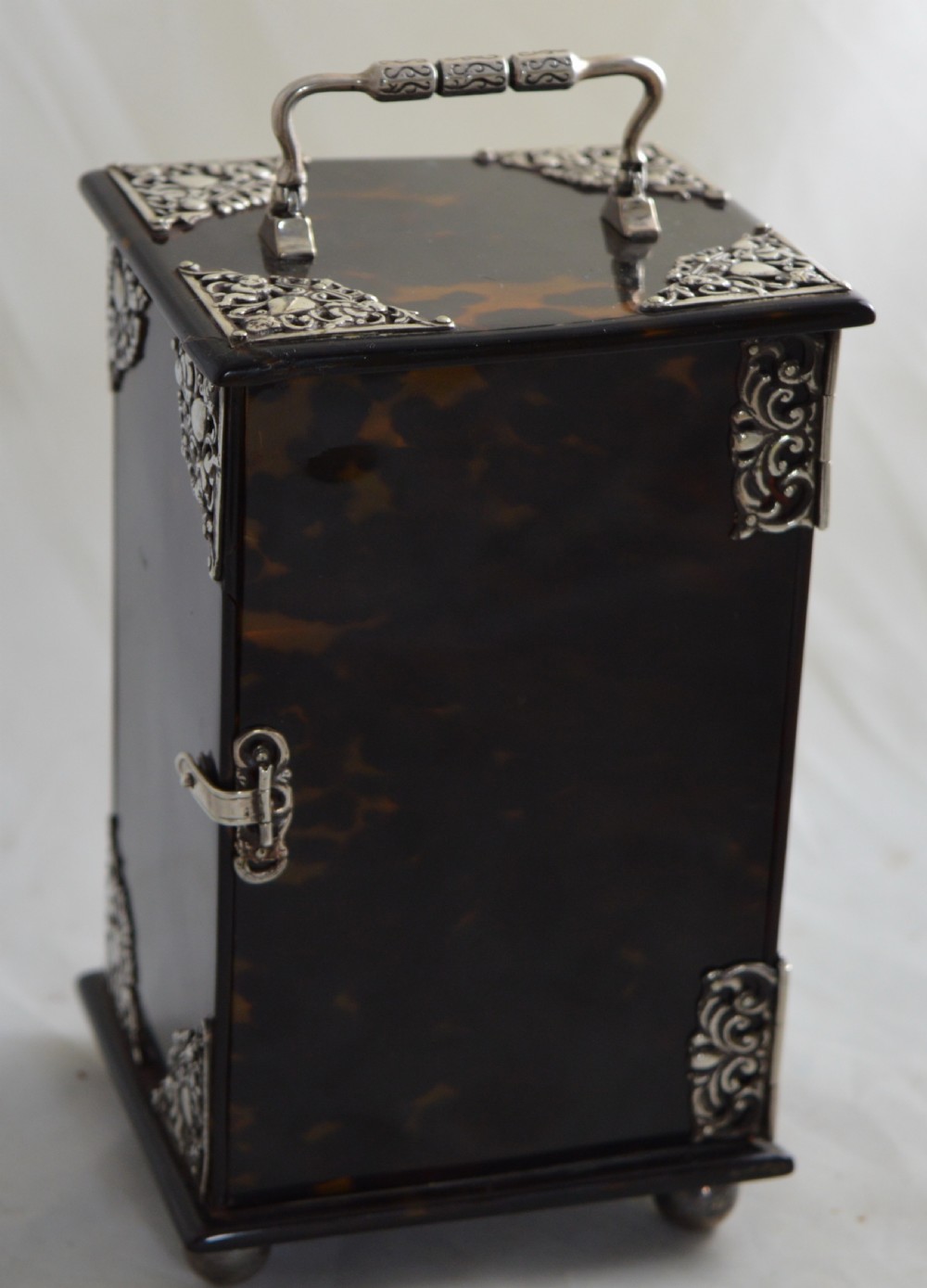 French Silver and tortoishell striking carriage clock View II
