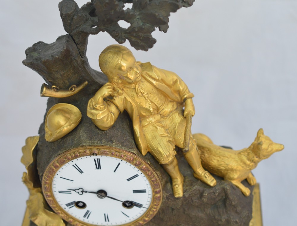 French Gilt Bronze Figural Mantel Clock View VI