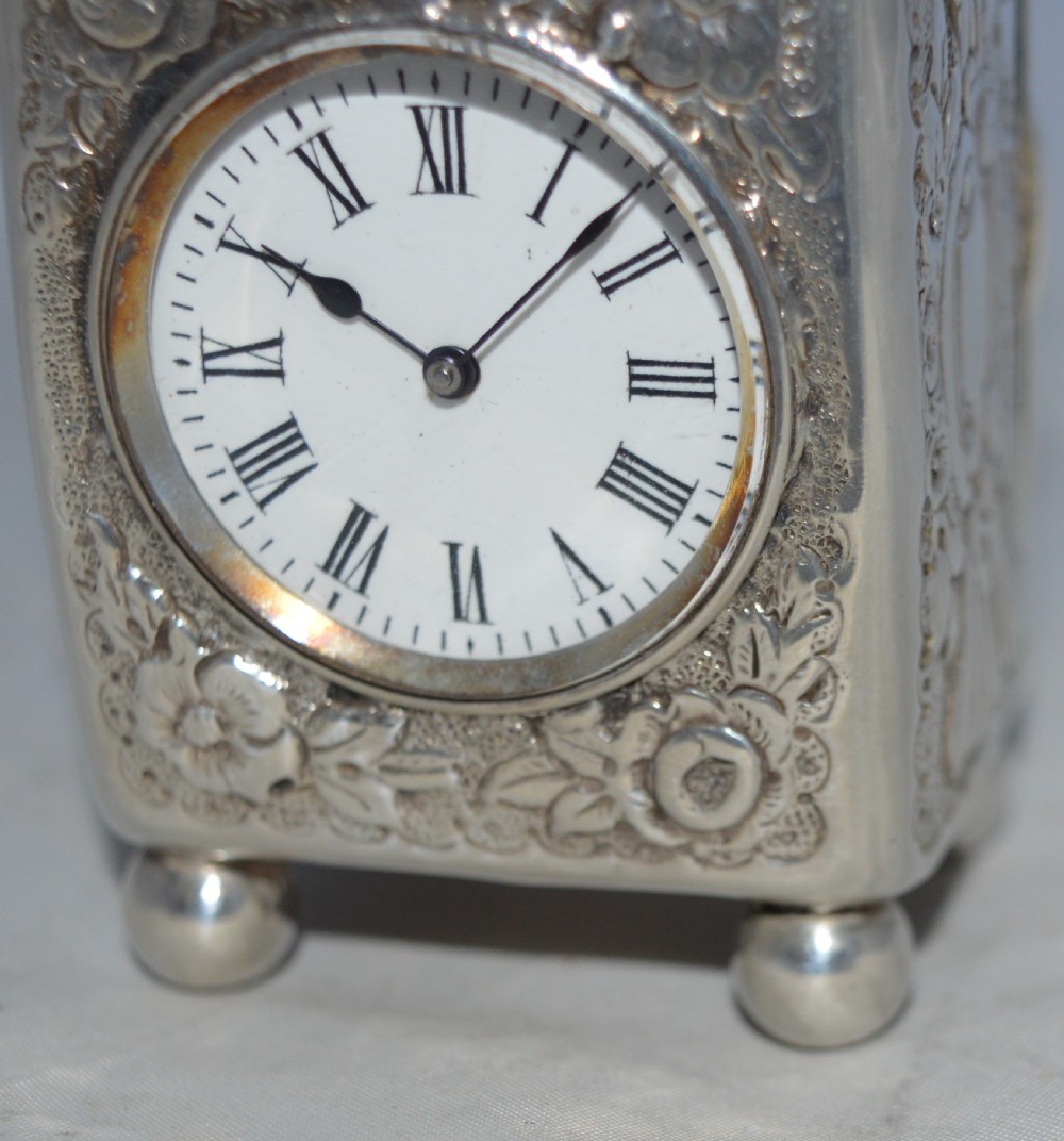 Victorian Silver 1894 Small Carriage Clock View III