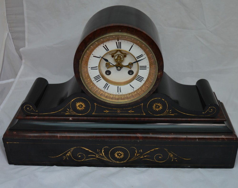 Victorian Drumhead Slate Mantel Clock