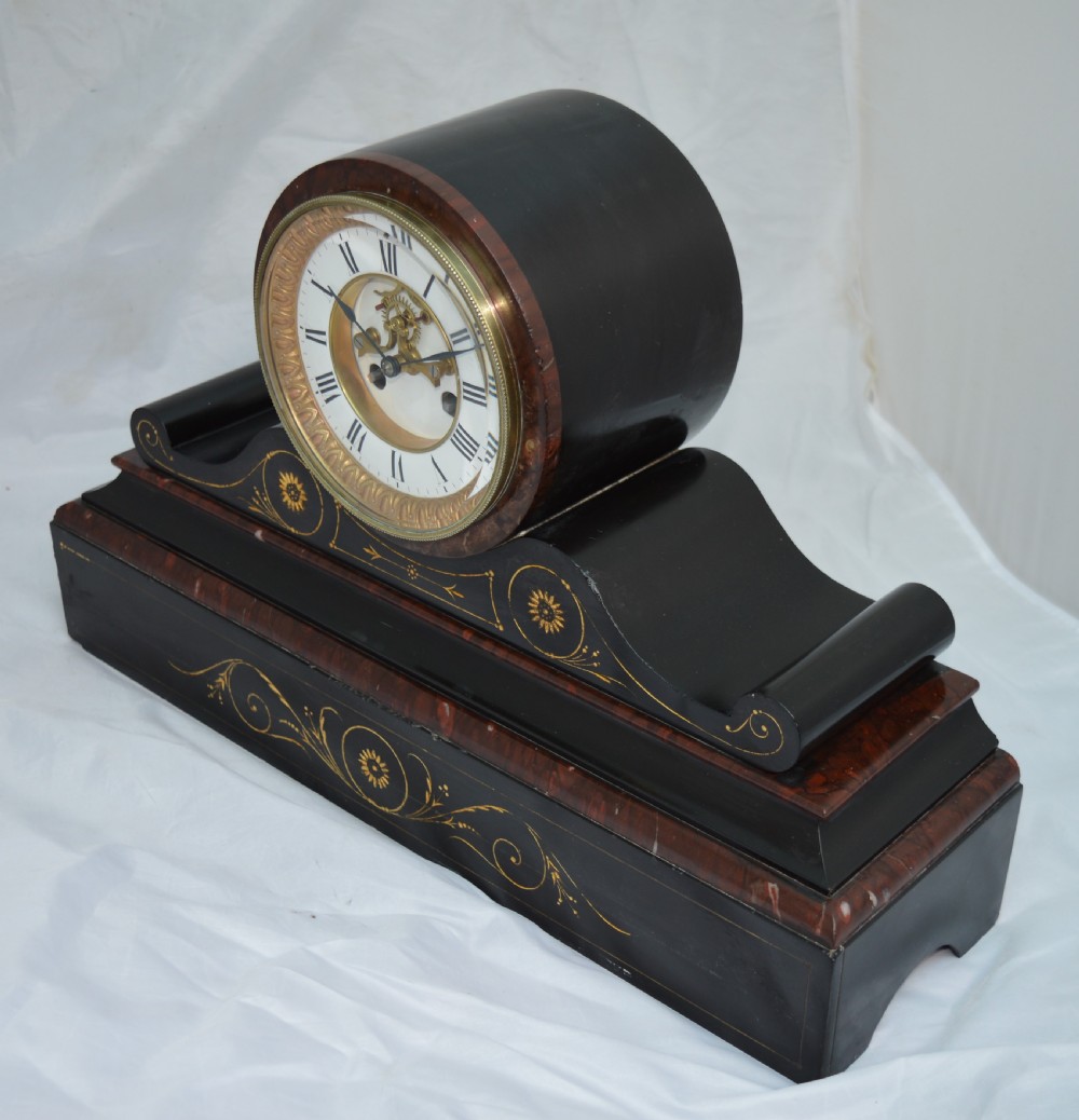 Victorian Drumhead Slate Mantel Clock View V