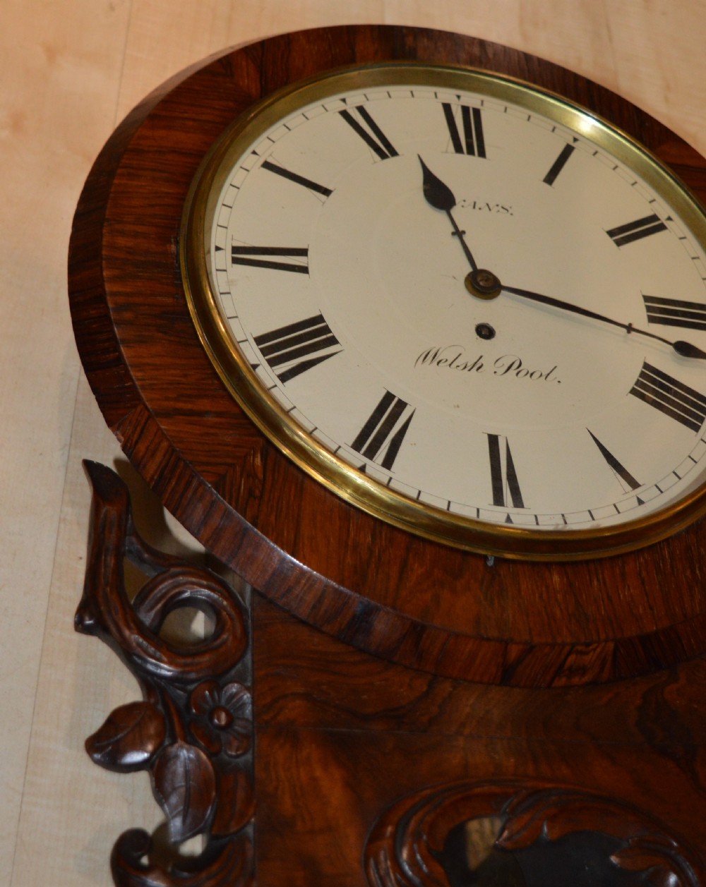 John Evans Welshpool Dropdial Fusee wall Clock View III