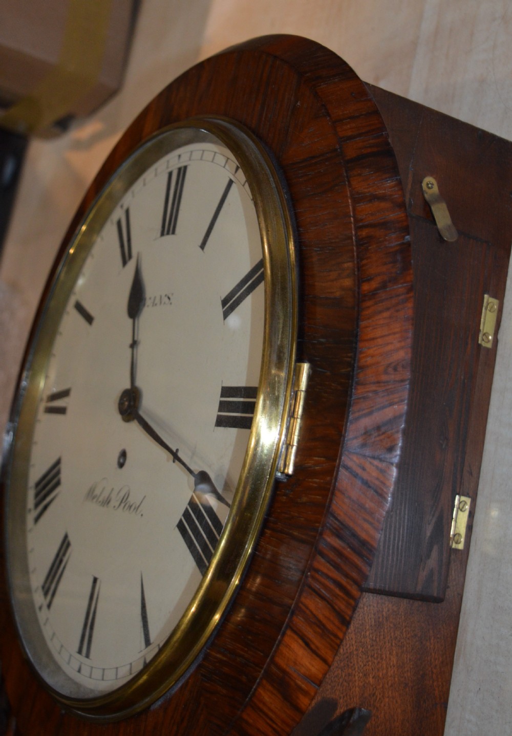 John Evans Welshpool Dropdial Fusee wall Clock View V
