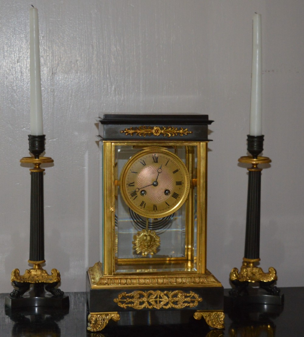 French Four Glass Clock Set