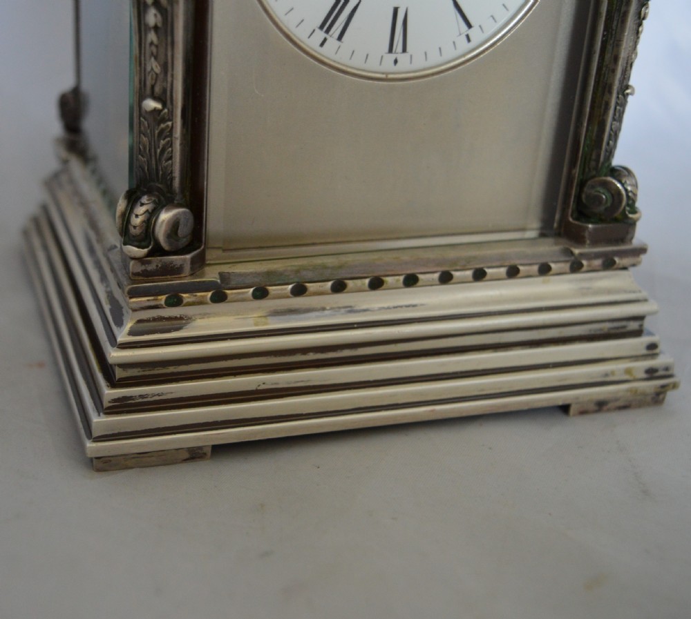 Silver Plated Caryatid Repeating Carriage Clock View IV