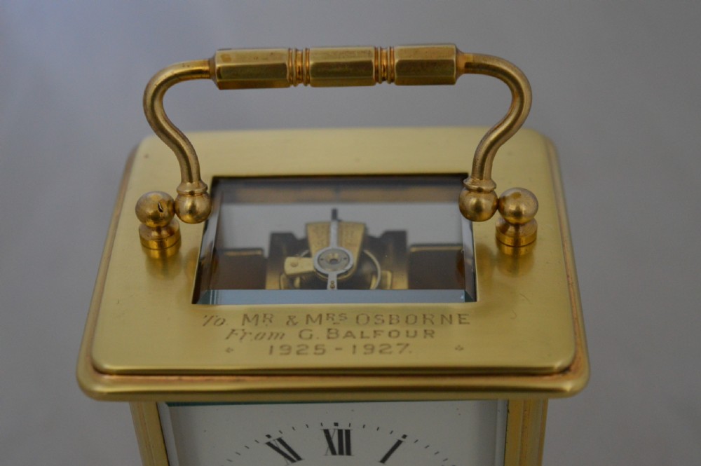 Brass Carriage Clock Engraved 'Osbourne' View V