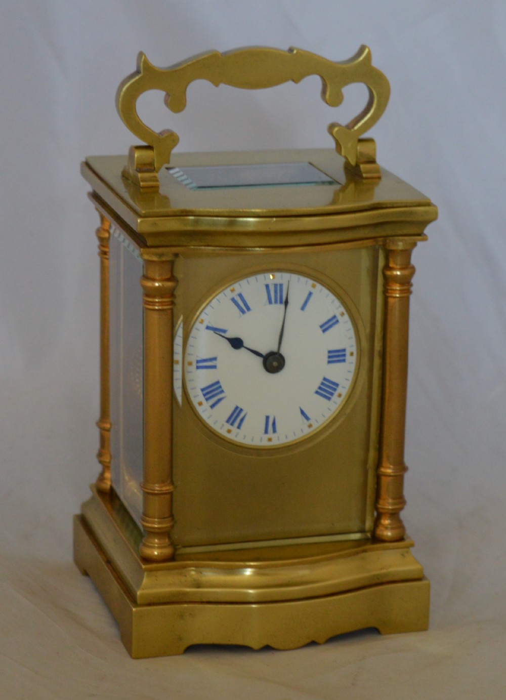 Brass Carriage Clock With Blue Numerals