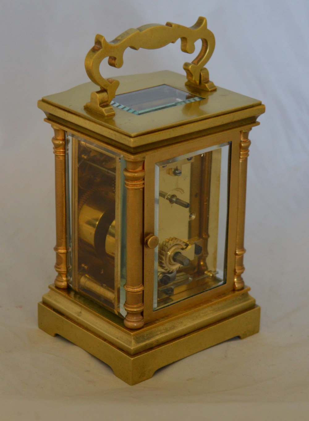 Brass Carriage Clock With Blue Numerals View II