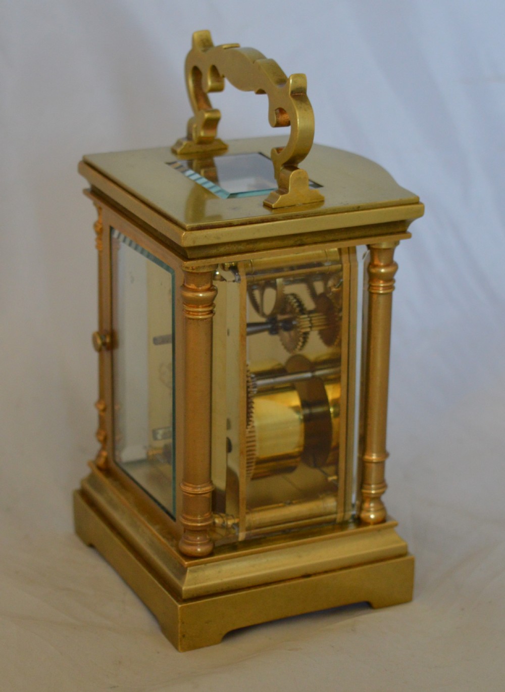Brass Carriage Clock With Blue Numerals View V