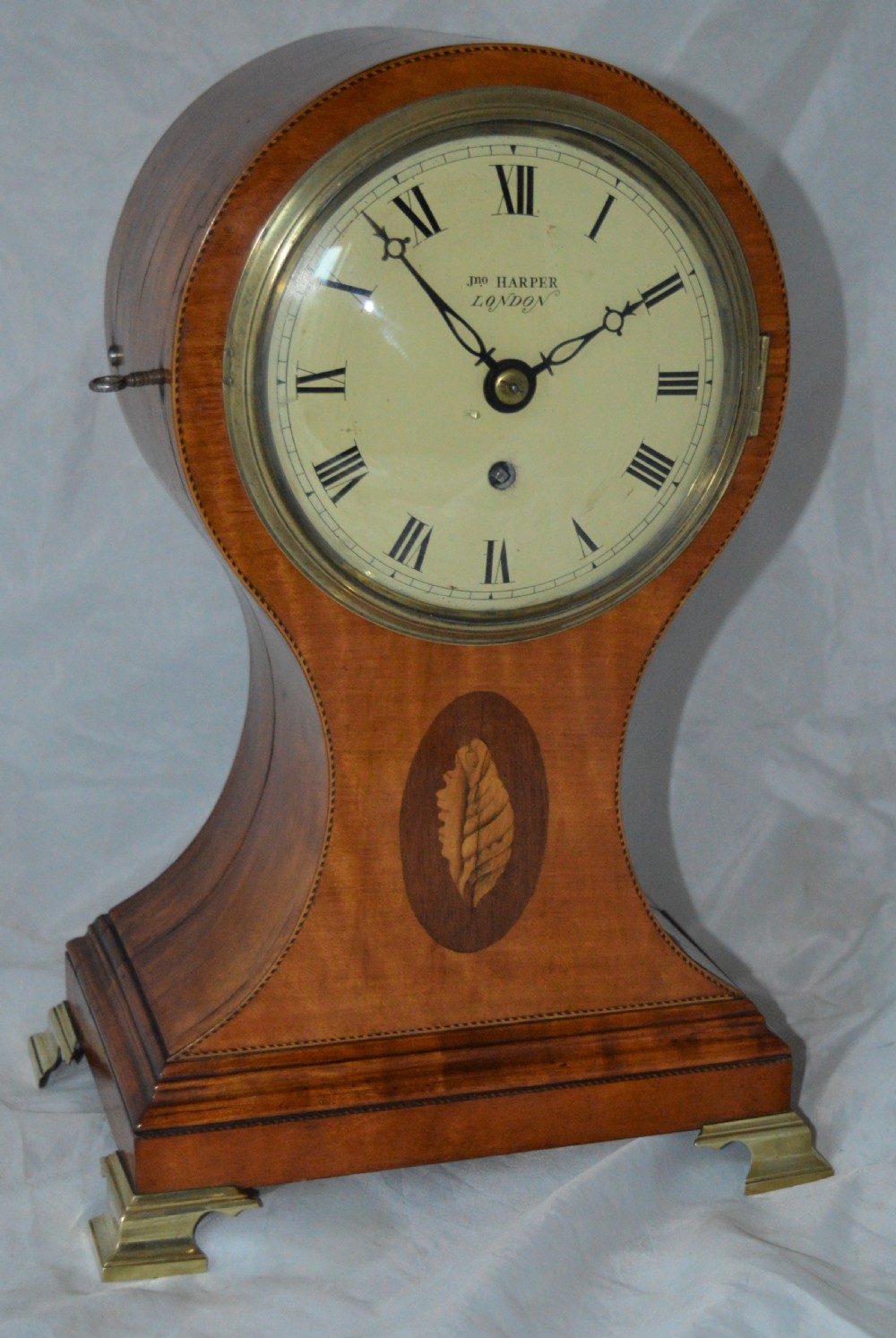 John Harper London Georgian Satinwood Balloon Fusee Clock