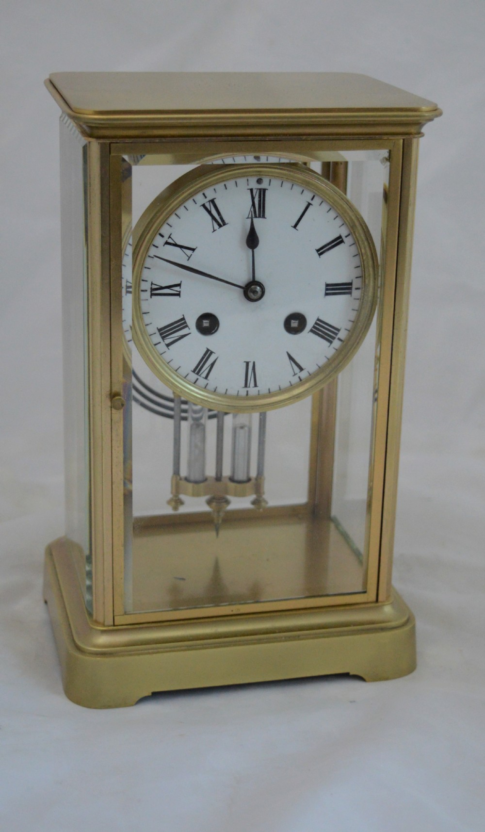 French Four Glass Mercury Pendulum Mantel Clock