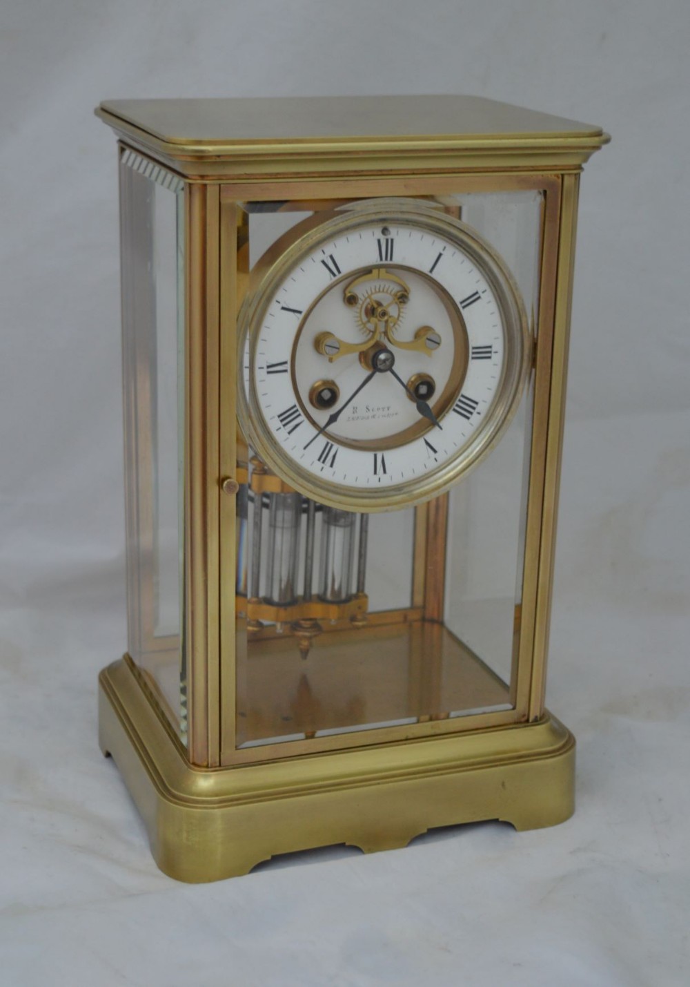 French 4 Glass Mantel Clock 'Scott Leeds'
