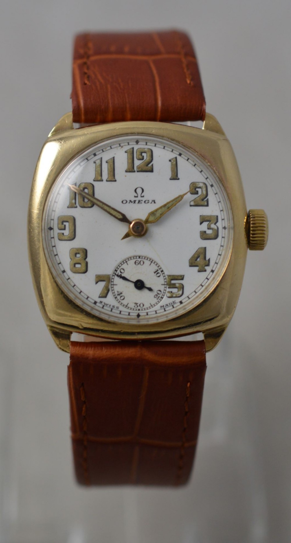 1934 Omega 9K Gold 'Cushion Case' Wristwatch